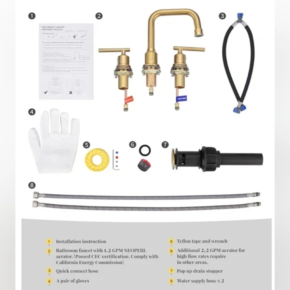 WOWOW | Brushed Gold Bathroom Faucet - Picture 5 of 5